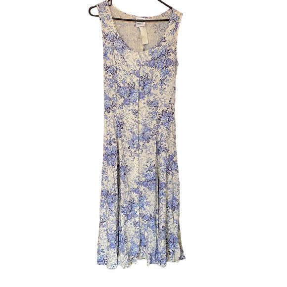 Laura Ashley Dresses & Skirts - Laura Ashley Women's Blue Floral Midi Summer Dress, Spaghetti Strap, Size 4